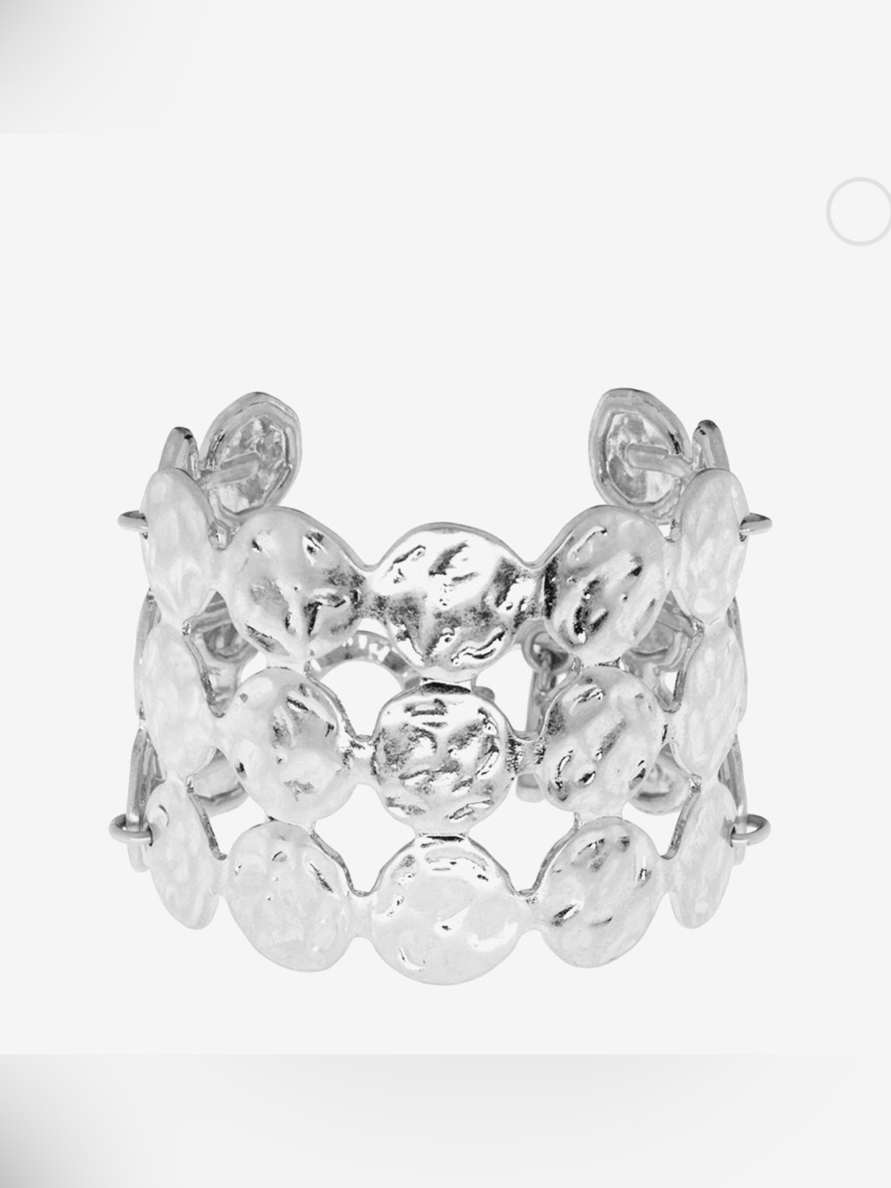 Silver Textured Disc Stretch Bracelet - Unbranded